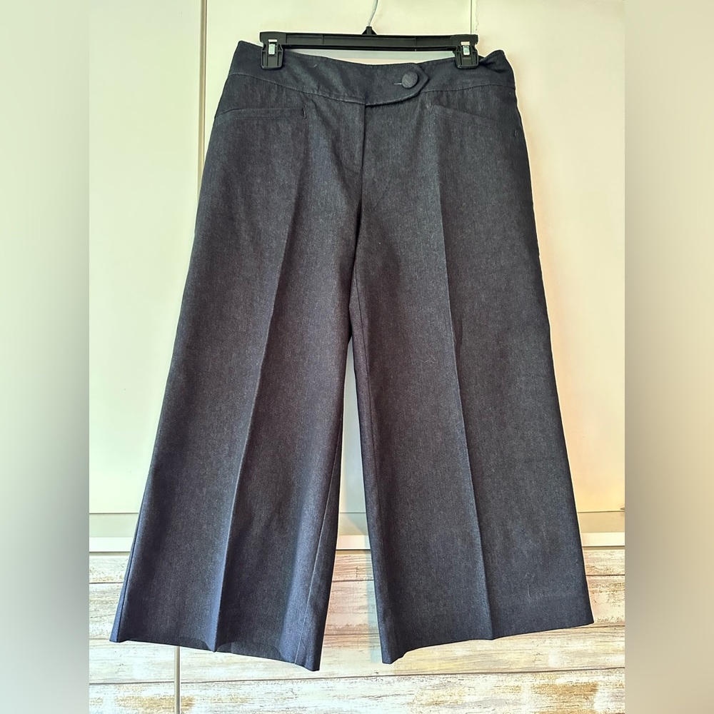 👖 Worthington Gray Cropped Wide Leg Pants Size 4 Modern Fit Career